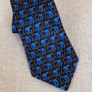 Brooks Brothers navy silk tie with bear print
